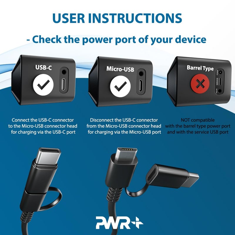 PWR+ Pwr Charger for Bose SoundLink Color Mini 2 II Revolve Micro Plus Flex: UL Listed Extra Long Power Cord Adapter 627840 725192 Soundwear Speaker QuietComfort 35 Headphones AE2W Replacement - Image 2